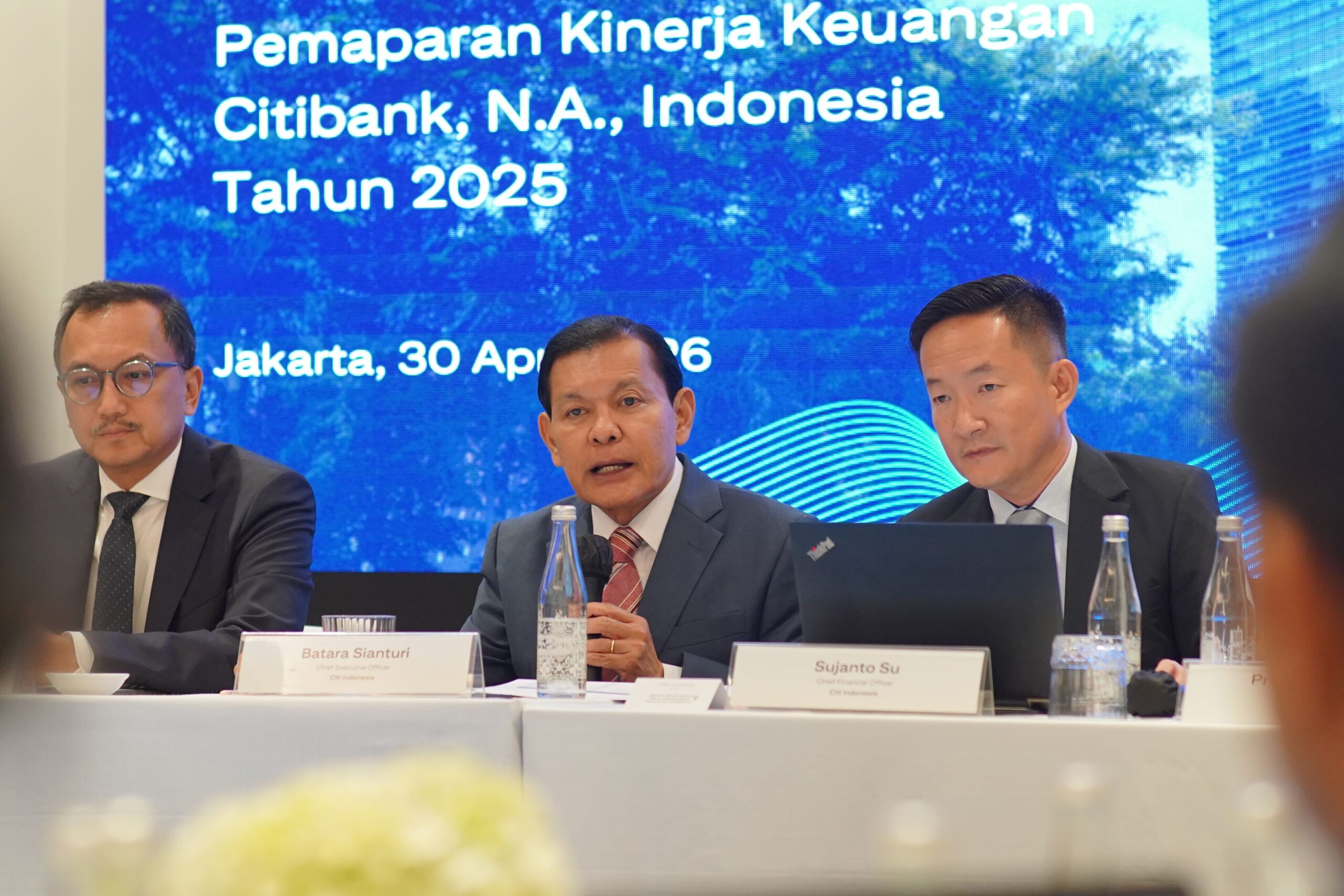 CEO Citi Indonesia, Batara Sianturi menyampaikan kinerja keuangan Citi Indonesia sepanjang tahun 2025